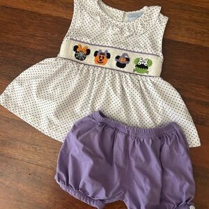 Minnie Mouse smocked Halloween 2 piece outfit 2T